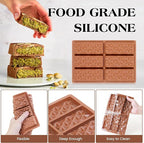 1 Pc Chocolate Bar Mold Deep Dubai Stuffed Silicone Molds for Filling Knafeh Pistachio Chocolate Bar and Wax Melts Rectangle Thick Candy Bar Molds Break Apart (Pyramid）