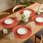 FunWheat Round Braided Placemats Set of 6 Place mats for Dining Tables Woven Heat Resistant Table Mats 15 inch (Dark Orange)