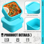Nuogo 4 Pcs 1/2 Cup Silicone Freezer Trays with Lid Soup Freezer Containers Reusable Silicone Molds Rectangle Freezing Containers Freezing Ice Trays for Soups Sauces Stews Curries, Lake Blue