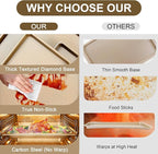 Baking Sheet Baking Pan Set of 3, Nonstick Cookie Sheets for Baking Supply, Carbon Steel Half/Jelly Roll/Quarter Baking Tray with Diamond Texture, 0.8mm Thick Heavy Duty Cookie Tray Oven Pan