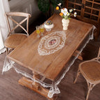 Waterproof Clear Table Cover Protector, Vinyl Rectangle Table Cloth with Lace Pattern Oil Spill Proof Wipe Clean Plastic Tablecloths for Dining Tables (French Lace, 52 x 70 Inches)