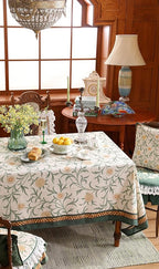 patdrea Designer French Linen Table Cloth for Rectangle Table,Vintage Fall Decorative Tablecloth,Floral Decoration Cover for Kitchen Dining Christmas,Tea Party,Thanksgiving,55"x79"-Littledaisy