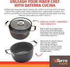 DaTerra Cucina – 8 Qt Nonstick Ceramic Dutch Oven with Lid – Large Oven Safe Stock Pot, Induction Compatible, Lightweight, Lead & PFOA Free, Volcanic Black, Durable Nonstick Cookware – Made in Italy