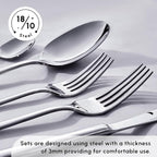 Karaca Tivoli 60 Pieces Cutlery Set for 12 Person - Forks, Spoon, Knives Silverware Sets - Modern Silver Flatware - Stainless Steel Kitchen Utensils Tableware Set - Dishwasher Safe