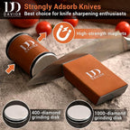 Davior Rolling Knife Sharpener Kit with Diamond Discs, 15° & 20° Multi Angle Magnetic Knife Sharpener Roller Tool for Kitchen and Pocket Knives, Finger Protector, Leather Strop & Carry Bag