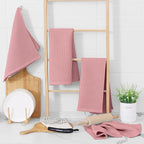 Homaxy 100% Cotton Waffle Weave Kitchen Dish Towels, Ultra Soft Absorbent Quick Drying Cleaning Towel, 13 x 28 Inches, 12-Pack, Dried Rose