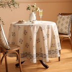 patdrea Designer Beige Round Tablecloth,Vintage Linen Yellow Floral Pattern Table Cloth,Decoration Table Cover for Kitchen Dining Christmas,Tea Party,Thanksgiving,Diameter 67"-Istana a