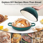 Davivy 5.5QT Dutch Oven for Sourdough Bread, Enameled Cast Iron Dutch Oven with Lid, 10" Round Sourdough Bread Oven, Bread Cloche for Bread Baking - Gradient Teal