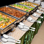LIANYU 12-Piece Large Serving Utensils Set, Include 9.8 Inch Slotted Spoons and Forks, 9.4 Inch Tongs, Stainless Steel Hostess Serving Flatware Set for Catering Party, Dishwasher Safe