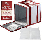 Cakebon 8-Inch Insulated Cake Bag with Ice Pack Sheets – Premium Cooling Solution for Cakes, Pastries & Cupcakes – Durable, Reusable, Moisture-Proof Design for Bakers & Food Deliveries (1-pack)