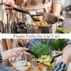 72 Pcs Plastic Serving Utensils Set 9'' Large Disposable Serving Spoons Forks and Tongs for Serving Food Heavy Duty Black Party Utensils Supplies for Buffet Restaurant Picnic Dinner Salad Noodles Soup