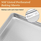 12 Pack Half Size Baking Sheet Pans Perforated, Aluminum Commercial Cookie Sheets Non-Stick, 18"x13"