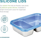 U Konserve Stainless Steel Rectangle Divided Food Storage Bento Box Container, Leak Proof Silicone Lid Dishwasher Safe - Plastic Free, (28oz Island Teal)