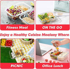VERONES 10 Pack Glass Meal Prep Containers 2 Compartment Set, 36OZ Airtight Lunch Containers, Glass Food Storage Containers with Lids, for Microwave, Oven, Freezer & Dishwasher Friendly,Red