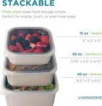 U Konserve Stainless Steel Nested Trio Food Storage Container Bento Box, Set of 3 (15, 30, & 50 oz), Leak Resistant, Silicone Lid, Dishwasher Safe, Plastic Free