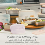 Bentgo MicroSteel Heat & Eat Container – Microwave-Safe, Leak-Proof, Easy-to-Clean, Lightweight Stainless Steel Reusable Food Storage with Airtight Silicone Lid (Lunch Size; 3-Cup Capacity; Dusk)