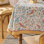 patdrea Designer Vintage French Rectangular Tablecloth,Floral Birds Pattern Linen Table Cloth,Fall Yellow Decor Table Cover for Kitchen Dining Banquet,Christmas,Thanksgiving,63"x87"-Magnolia