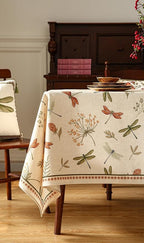 ISAENNE Designer Floral Linen Small Square Tablecloth,French Off White Elegant Table Cloth,Washable Home Decor Tablecloths for Dining Thanksgiving Kitchen Christmas Party,55"*55"-Grace B
