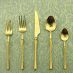 Gugrida Unique & Beautiful Flatware Set - 20 Piece Iridescent Silverware Sets | 18/10 Stainless Steel Reusable Cutlery Set | Gold Utensils Service For 4 with Dessert Fork, Knife, Spoon, Dinner Fork