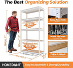 HOMEDANT 5 Tier White Storage Shelves Adjustable Laminated Boltless Garage Metal Shelving Unit Heavy Duty Utility Rack Shelf Warehouse Pantry Closet Kitchen 35.9" W x 16.2" D x 71.3" H White 10Pack