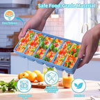 1/2 Cup Silicone Freezer Tray With Lid - Silicone Freezer Molds 2-Pack For meal prep & freezing of various sauces and other dishes, makes 12 perfect 1/2 cup portions cubes (Blue 2 Pack)
