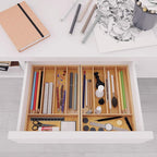 BAMEOS Utensil Drawer Organizer, Cutlery Tray Desk, Silverware Holder Kitchen Knives Tray, 100% Pure Bamboo Cutlery in Natural Color (9.75)