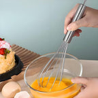 10-inch stainless steel whisk, suitable for mixing batter, whipping cream and mixing seasonings (304 egg beater steel wire thickened)