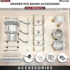 Rev-A-Shelf Trimmable Pegboard Drawer Divider Organizer, Trim to Fit Wooden Kitchen Cabinet Storage Utensil, Pots & Dish Rack, 24" x 21", 4DPS-2421