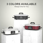 Magnifique 4 Quart Casserole Digital Slow Cooker, Premium Ceramic Bakeware for Oven, Dishwasher Safe Baking Dish, White