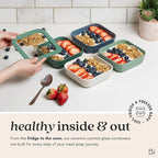 Ceramic Coated Glass Food Storage Container | No PTFE, PFOA, PFAS, and BPA | Reusable Non Toxic Meal Prep Container with Glass Lid | Easy To Store | 6 Piece Food Prep [Dusk]
