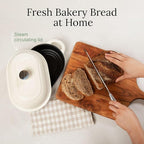 TOMO Cast Iron Oval Bread Oven, 10" x 6.5" - Rustic Dutch Oven Bread Cloche with Steam Circulating Lid for Perfect Sourdough