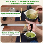 Matcha Whisk Set with Electric Frother – 8Pcs Tea Set with Matcha Bowl, Bamboo Whisk & Holder, Scoop, Scoop Rest,Sifter&Tea Towel–Traditional & Modern Matcha Kit for Ceremony,Lattes & Gifts