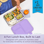 Bentgo Kids Stainless Steel Prints Leak-Resistant Lunch Box - 3-Compartments with Bonus Silicone Container, Durable, Eco-Friendly, Dishwasher Safe, BPA-Free, Ideal for School, Ages 3+ (Unicorn)