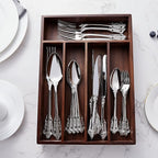 KEAWELL Luxury 20 Pieces 18/10 Stainless Steel Flatware set, Service for 4, silver plated with gold accents, Fine Silverware set and Dishwasher Safe (Silver)