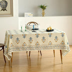 ISAENNE Designer French Pale Yellow Rectangular Tablecloth,Linen Floral Table Cloth,Wrinkle Resistant Decor Tablecloths for Dining Thanksgiving Banquet Kitchen Party,55"*87"-Estevan A