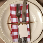 Urban Villa Cloth Dinner Napkins Set of 12 100% Cotton Red White Checks Highly Absorbent Washable Reusable Durable Ideal for Home Farmhouse Party Wedding Everyday Use