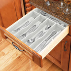 Greenual White Silverware Organizer 10 In Utensil Organizer Silverware Tray for Drawer Cutlery Flatware Organizer for Kitchen Bamboo Wood