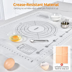 U-Taste 28"x20" Large Pastry Mat: Food-Grade Liquid Silicone Dough Rolling Baking Sheet, Non-Stick Non-Slip for Kneading, Making Pizza, Fondant with Clear Measurement and Raised Edges (Transparent)