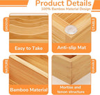 BAMEOS Bamboo Silverware Drawer Organizers, 11.9 inch Utensil Drawer Organizer for Kitchen Drawers, 7 Slots Total Large Flatware Organizer for Knives Cutlery Spoons Forks (Natural)