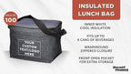 Custom Insulated Cooler Lunch Bag Set of 100, Personalized Bulk Pack - Perfect for Work, Travel, Outdoor Events - Black