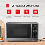 TOSHIBA ML4-EM12PA(BS) Countertop Microwave Oven with Smart Sensor, One-Touch Cooking, and 13 Auto Menus, 1000 Watts, 1.2 Cu.Ft. with 12.4-Inch Turntable, Black Stainless Steel