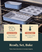 Caraway Nonstick Ceramic Bakeware Set (11 Pieces) - Baking Sheets, Assorted Baking Pans, Cooling Rack, & Storage - Aluminized Steel Body - Non Toxic, PTFE & PFOA Free - Marigold