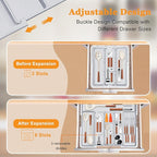 Large Utensil Organizer for Kitchen Drawer, Expandable Silverware Drawer Organizer Cooking Tray, Cutlery and Flatware Utensil Holder Kitchen Spatula Tools Storage with 3 Dividers, Grey