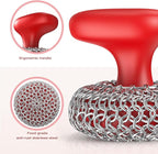 Cast Iron Scrubber | Dish Scrub Brush | 316 Cast Iron Cleaner Chainmail Scrubber for Pan Skillet Cleaner - Red