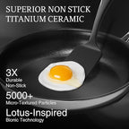 KITEXPERT Non Stick Frying Pans Set - 2 Piece (10, 12") Titanium Ceramic Pan with Lids, Nonstick Skillet Stainless Steel, PFAS PFOA & PTFE Free, Dishwasher & Oven Safe, All Cooktops Compatible