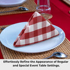 Urban Villa Cloth Dinner Napkins Set of 12 100% Cotton Red White Checks Highly Absorbent Washable Reusable Durable Ideal for Home Farmhouse Party Wedding Everyday Use