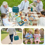 Bento Lunch Box for Kids with 8oz Soup Thermo, Leak-proof Lunch Food Containers with 5 Compartment, Insulated Lunch Bag & 17oz Stainless Steel Water Bottle for School, Trvael