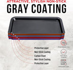 3 Piece Set Nonstick Carbon Steel Oven Bakeware -Professional Quality Kitchen Cooking Baking Trays -PFOA, PFOS, PTFE-Free Small, Medium & Large Baking Sheet Pans