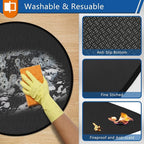 Round Under Grill Mat for Outdoor Grill, 60 Inch Anti-Slip BBQ Floor Mats, Easy to Clean Reusable Fireproof Grill Pad, Oil-Proof Waterproof Protector for Deck Fireplace Pit Mat Black