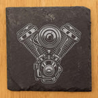 Rev Up Your Ride: V-Twin Engine Coasters for Bikers - Square Slate - Set of 5